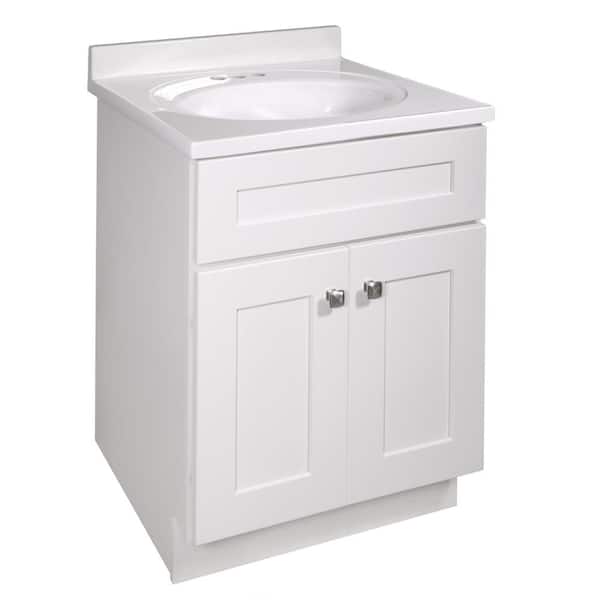 Design House 24 in. W x 21 in. D x 31.5 in. H 2-Door Bath Vanity Side Cabinet in Wh with Solid Wh CM Vanity Top (Ready to Assemble)
