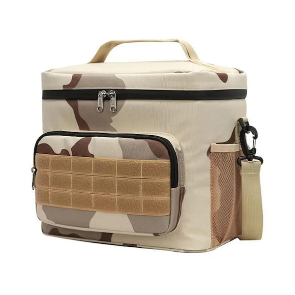 15.85 qt. Waterproof Desert Camouflage Insulated Lunch Bag Cooler Box for Travel, Camping and Beach