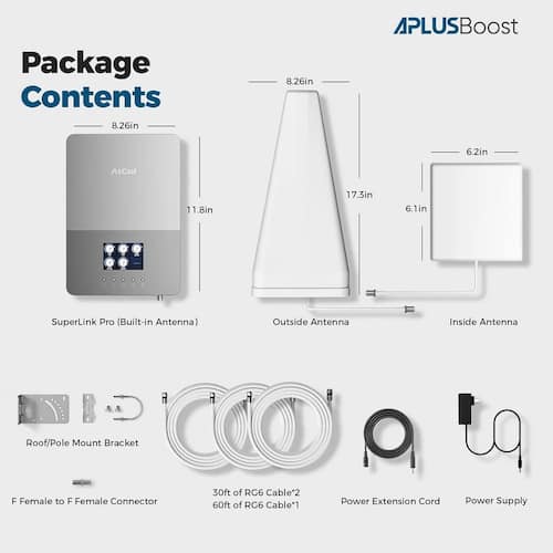 Cell Phone Booster for Home Mutilroom and All U.S Carrier, Cover 8000 sq. ft. with 2 Indoor Antennas, HD LCD Display Home
