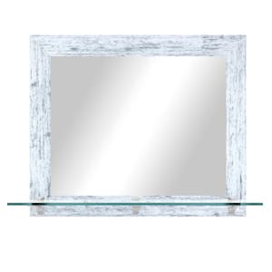 25.5 in. W x 21.5 in. H Rectangle White Weathered Horizontal Mirror With Tempered Glass Shelf/Chrome Brackets