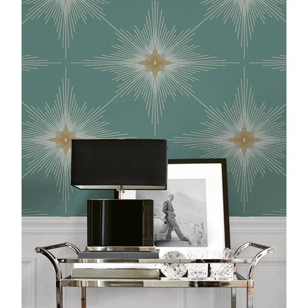 Seabreeze Blue Green Vinyl Geometric Peel and Stick Wallpaper