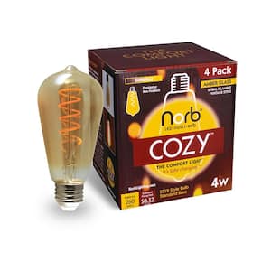 NorbCOZY 4-Watt Equivalence-relaxing ST19 2200K Amber Spiral Cozy LED bulb(4-Pack)