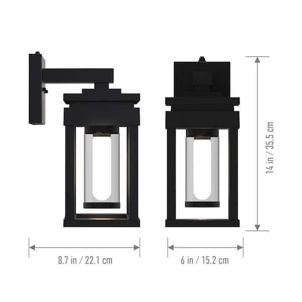 KODA Ellis Black Outdoor Wall Lantern Weather Resistant with Dusk