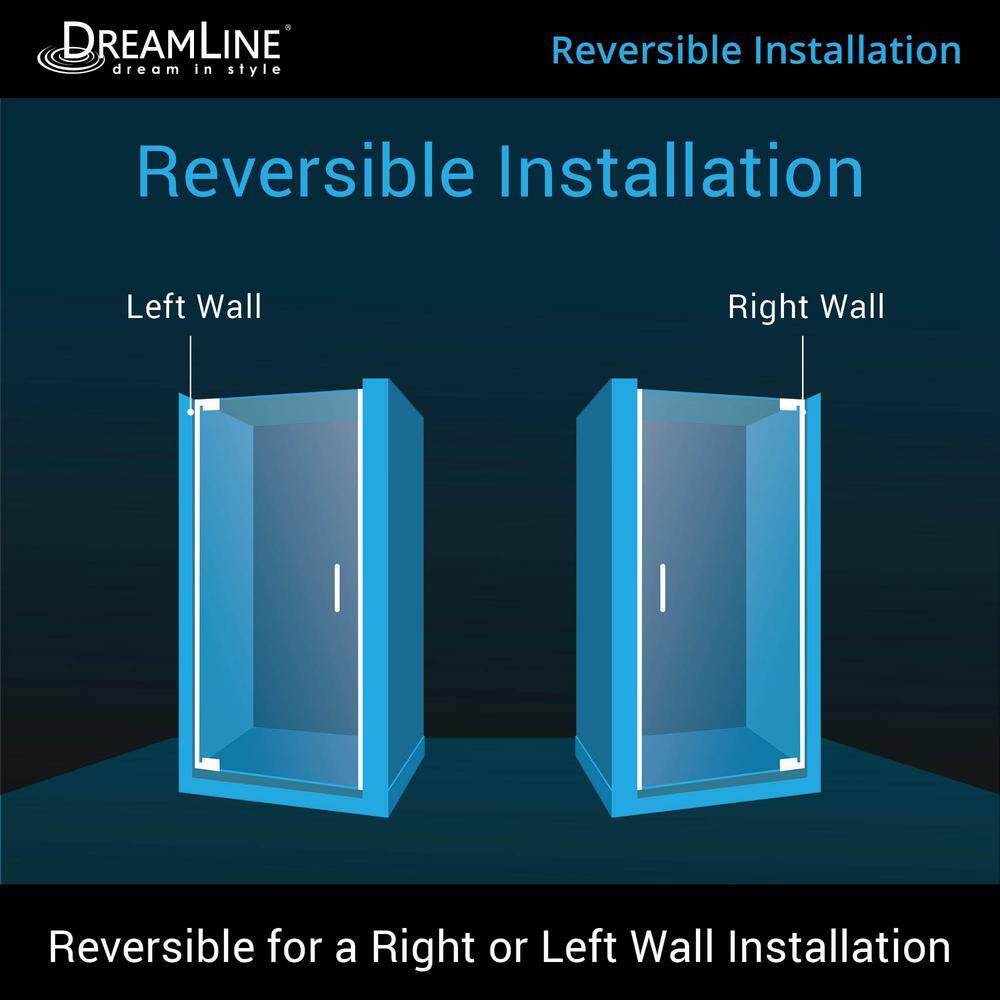 Elegance-LS Matte Black Frameless Pivot Shower Door with Clear Glass