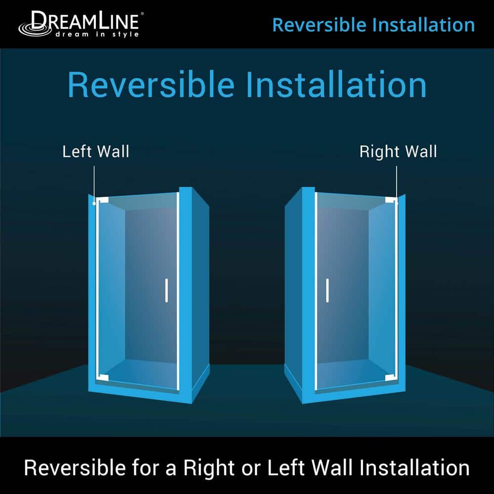 Elegance-LS Chrome Frameless Pivot Shower Door with Clear Glass
