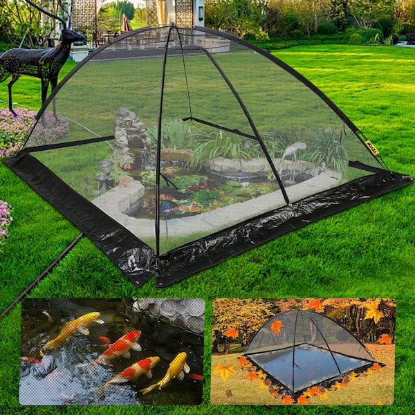 Pond Cover Dome-10 x 14 ft. Garden Pond net with 1/2 in. mesh. Zipper and wind rope. Black nylon for pond and garden