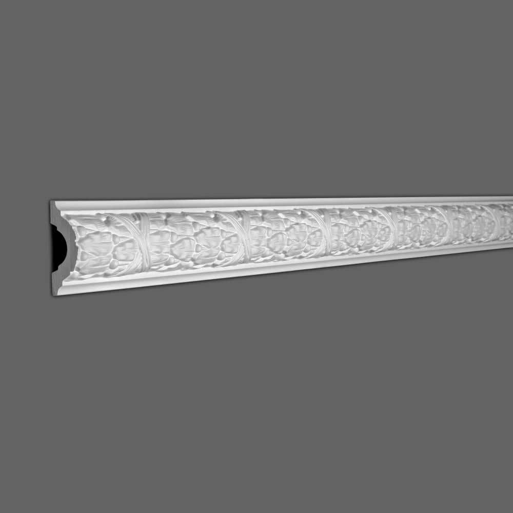Primed White Laurel Leaves and Crossed Ribbons Polyurethane Panel Moulding Sample