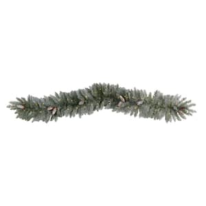 6 ft. Pre-lit LED Frosted Artificial Christmas Garland with Pinecones and 50 Warm White LED Lights