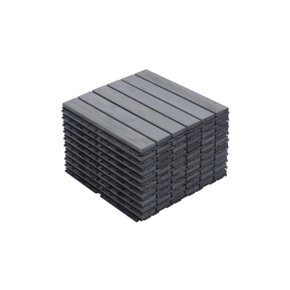 30 PCS Interlocking Deck Tiles Striped Pattern, 1 ft. x 1 ft. Square Acacia Hardwood Outdoor Flooring, Gray price history on PriceWatchPro