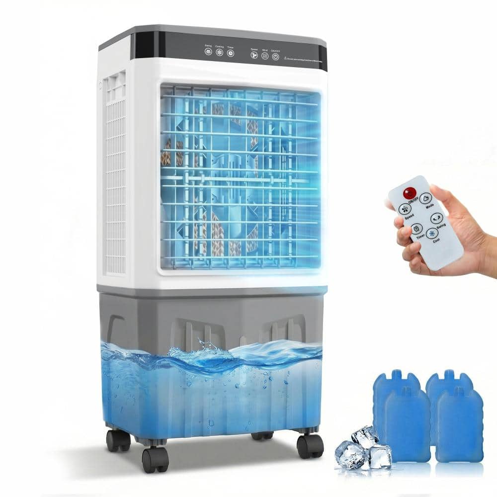 Portable Swamp Cooler 700 CFM 3-Speed Portable Evaporative Cooler for 280 sq. ft.Remote,9.5 Gal large Water Tank Gray price history on PriceWatchPro