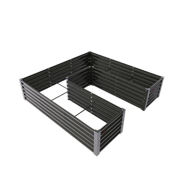 74 in. x 74 in. x 18 in. Outdoor Gray Anti-Rust and Easy-Setup U-Shaped Galvanized Steel Raised Garden Beds