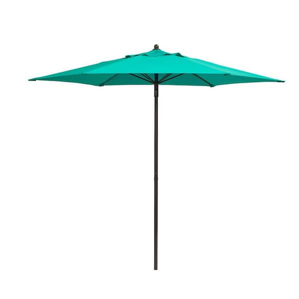 Hampton Bay 7-1/2 ft. Steel Push-Up Patio Umbrella in Emerald Coast