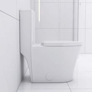 12 in. Rough in 1-Piece 1.1 GPF/1.6 GPF Dual Flush Elongated Toilet in White