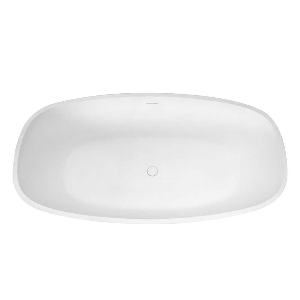 67" Matte White Stone Resin Double Slipper Freestanding Tub