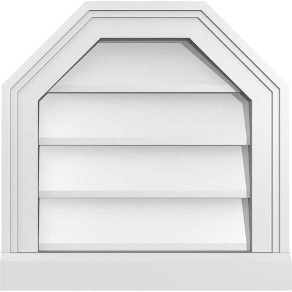 Ekena Millwork 16" x 16" Octagonal Top Surface Mount PVC Gable Vent: Non-Functional with Brickmould Sill Frame