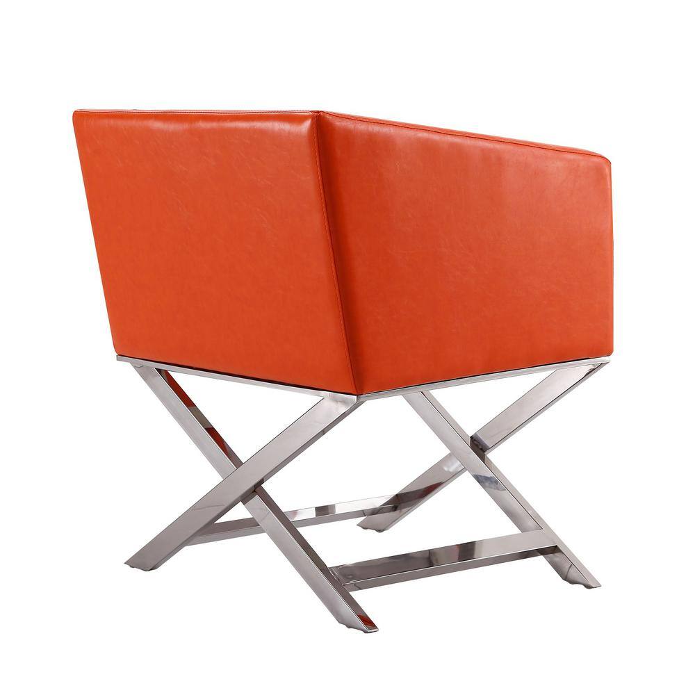 Hollywood Chrome Orange Faux Leather Director's Accent Chair