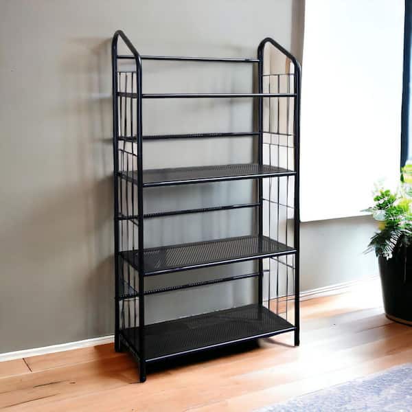 49 in. Tall Black Metal 4 Shelf Standard Bookcase