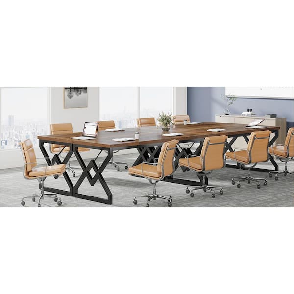 BYBLIGHT Capen 63 in. Rectangle Brown Wood Computer Desk