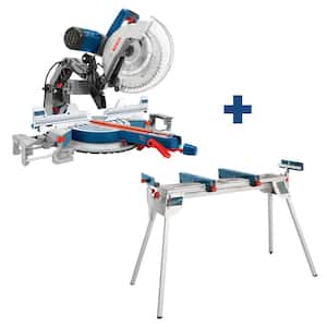 12 in. DUAL-BEVEL GLIDE MITER SAW with FOLDING-LEG MITER SAW STAND