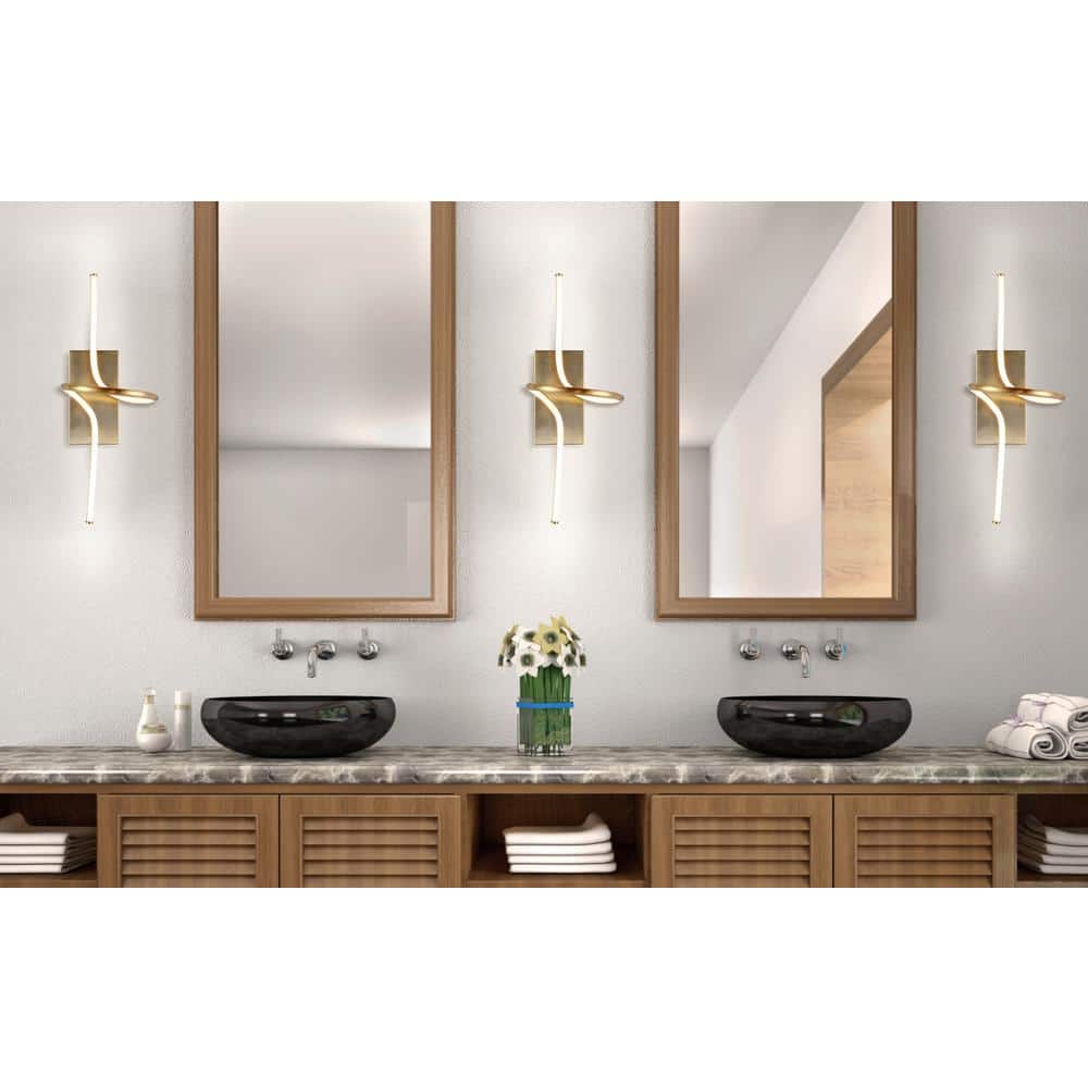 Sketch Minimalist Glam 23.5" Gold Integrated LED Vanity Sconce