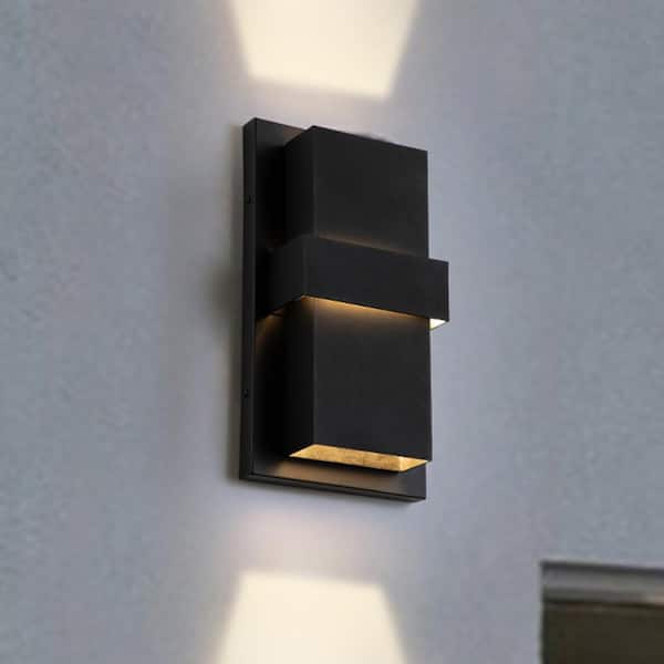 Laplusbelle 3-Light Matte Black Aluminum LED Outdoor Wall Lantern Sconce