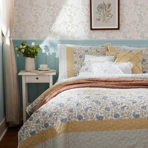Vanessa 6-Piece Yellow Cotton Percale Full/Queen Quilt Set