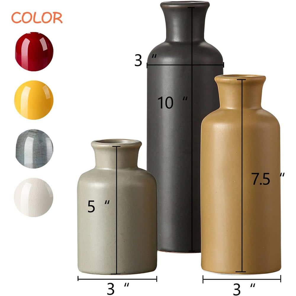 Set of 3 Multicolor Ceramic Decorative Table Vases