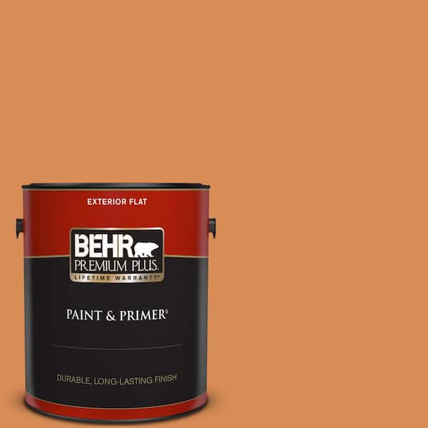 BEHR PREMIUM PLUS 1 gal. #PMD-80 Spiced Pumpkin Flat Exterior Paint & Primer