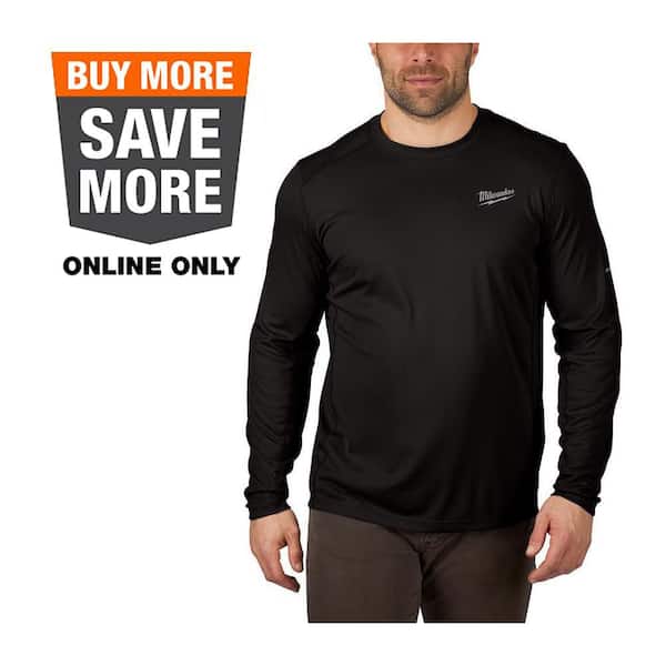 Men's WORKSKIN Large Black Lightweight Performance Long-Sleeve T-Shirt