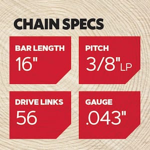 16 in. Chainsaw Bar and R56 Chain, Fits Echo, Craftsman, Poulan, Homelite, Husqvarna, Ryobi and More (623000)