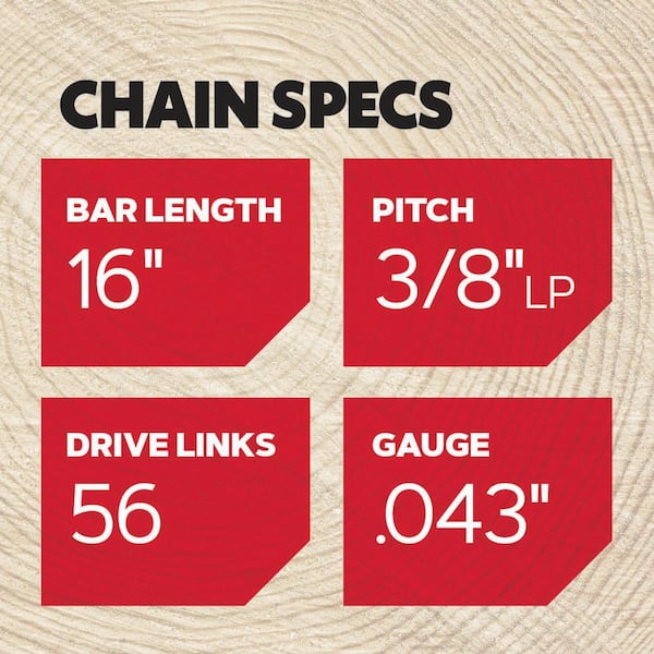 R56 Chainsaw Chain for 16 in. Bar, Fits DeWalt, Echo, Makita, Milwaukee, Craftsman and More