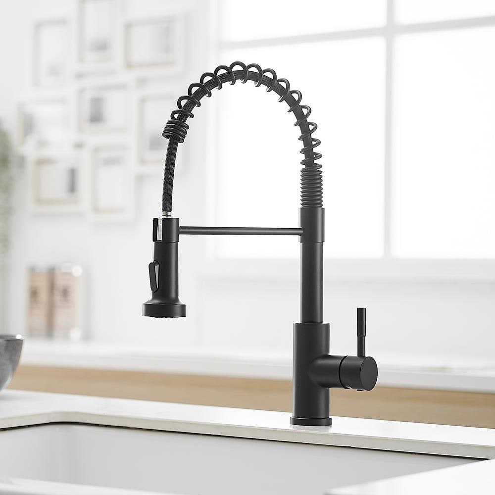 Matte Black Stainless Steel Pull-Down Kitchen Faucet