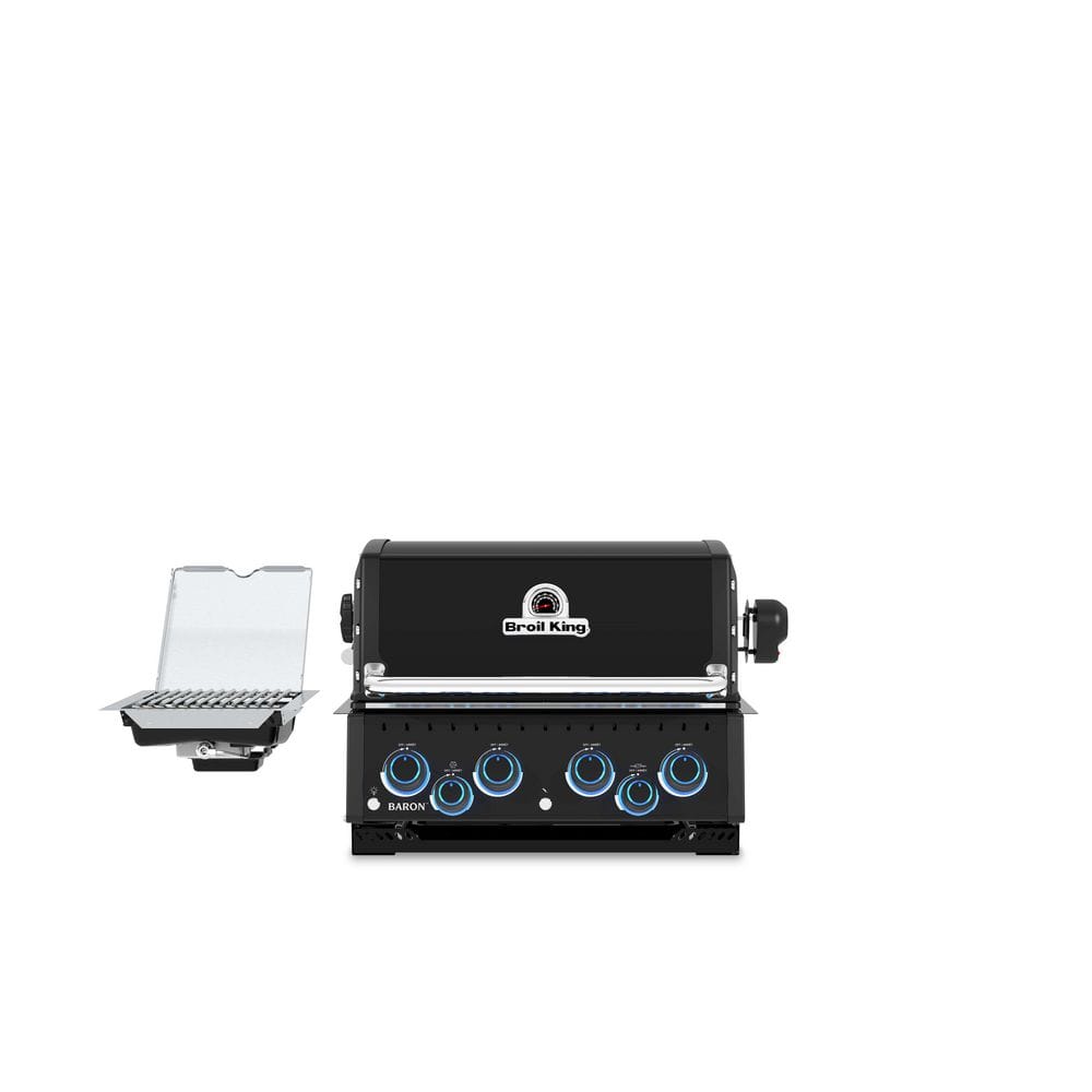 Baron 490 Shadow 4-Burner Built-In Natural Gas Grill Head with Side Burner and Rear Rotisserie Burner