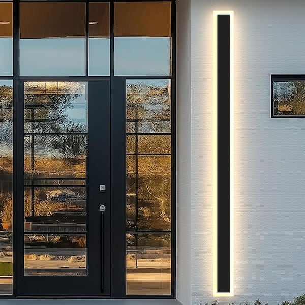 43 in. 30W 1-Light Matte Black Modern Integrated LED Outdoor Wall Light, Waterproof Porch Lantern 3000K/6000K