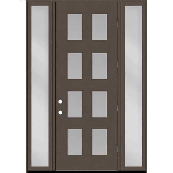 Steves & Sons Regency 64 in. x 96 in. 8L Modern Clear Glass LHOS Ashwood Stain Fiberglass Prehung Front Door w/Clear12in. SLs 6-9/16