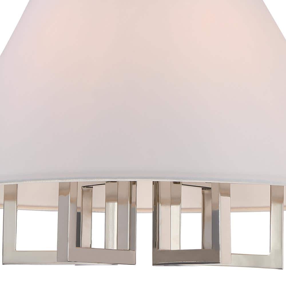 Polished Nickel 6-Light Mini Chandelier with White Silk Shade