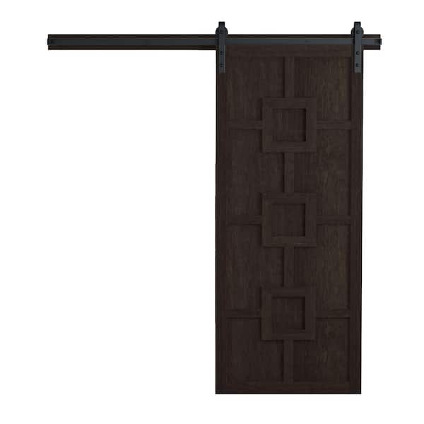 VeryCustom 36 in. x 84 in. Mod Squad Midnight Wood Sliding Barn Door with Hardware Kit