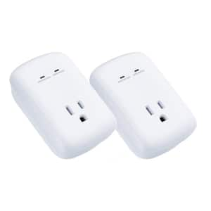 1-Outlet Wall Mounted Surge Protector, White (2-Pack)