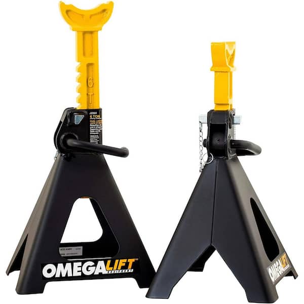 Photo 1 of 6-Ton Jack Stands Pair - Double Locking Pins - Handle Lock and Mobility Pin for Auto Repair Shop with Extra Safety