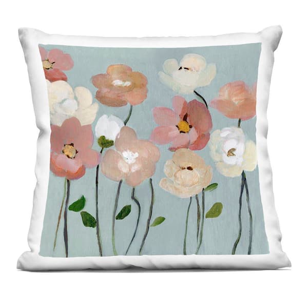 Stupell Industries Soft Mixed Blossoms Pink Abstract Polyester 18 in. x 18 in. Throw Pillow