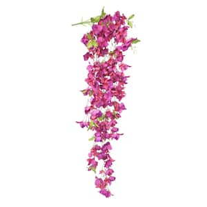 50 in. Fuchsia Artificial Bougainvillea Flower Stem Hanging Spray Bush