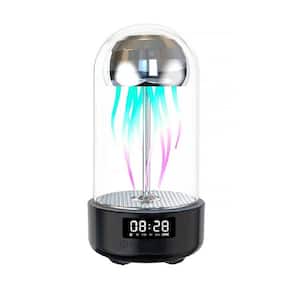 5.36 in. Black Jellyfish Aquarium Integrated LED Bubble Table Lamp Architect for Living Room with Bluetooth Speaker