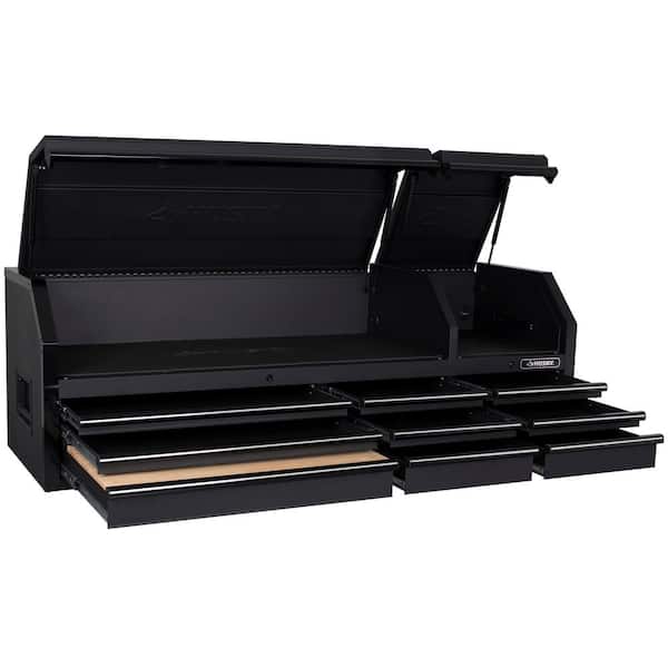 Husky Heavy-Duty 72 in. x 23 in. D 24-Drawer Matte Black Mobile Workbench with Top Chest