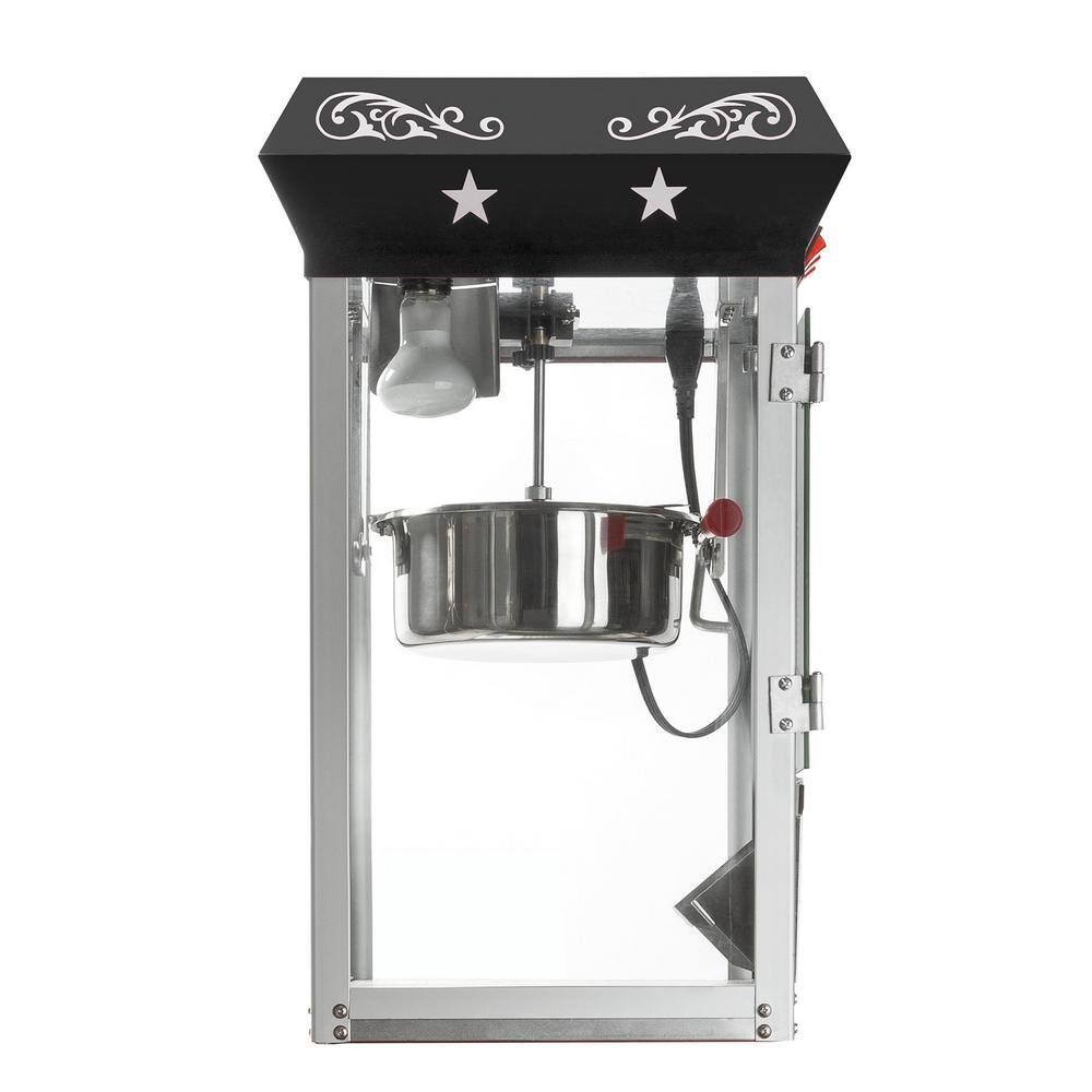 Old-Fashioned Black Steel Tabletop Popcorn Machine with Cart