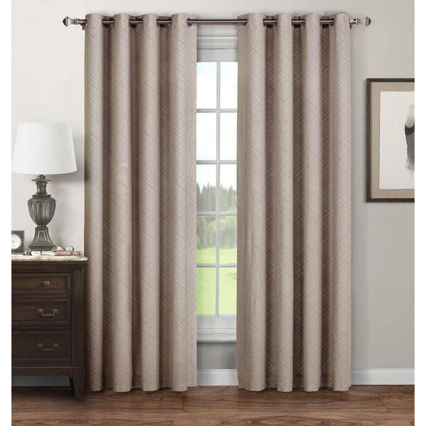 Window Elements Taupe Extra Wide Grommet Sheer Curtain - 52 in. W x 96 in. L (Set of 2)