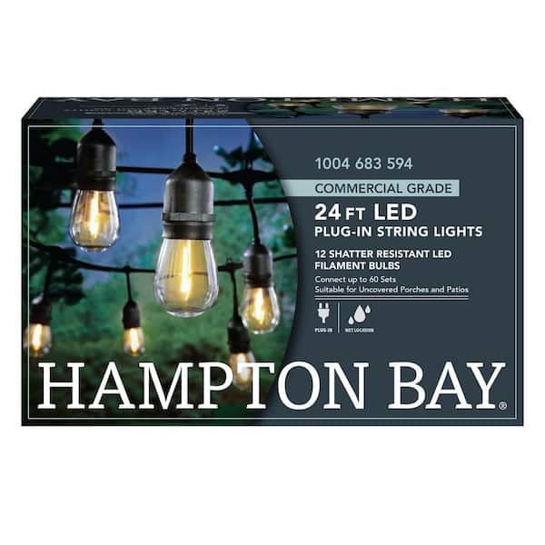 Hampton Bay 12-Light 12 ft. Large Cafe Clear String Lights NXT-1005 - The  Home Depot