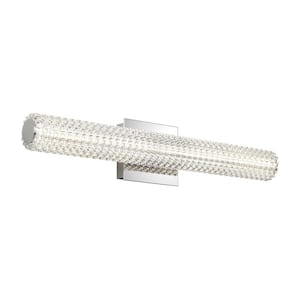 Exalto 27 in. 1 Light Chrome Modern Integrated LED 3 CCT Vanity Light Bar for Bathroom with Glass