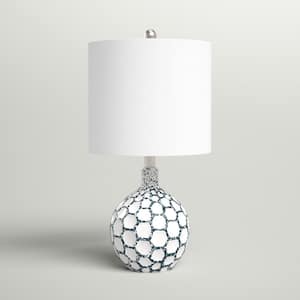 Sacramento 17 .5 in. Blue Table Lamp Set with White Shade