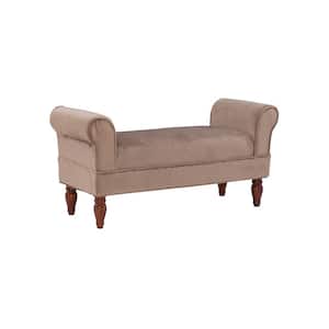 Lillian Coffee Colored 45"W x 17.5"D x 23"H Upholstered Bench