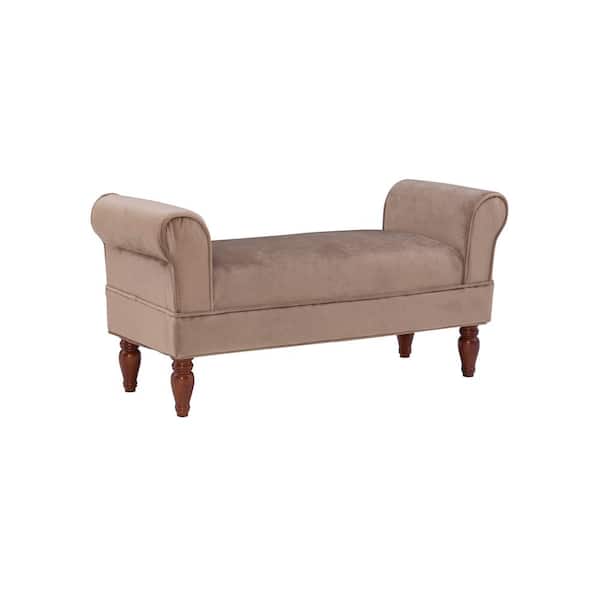 Linon Home Decor Lillian Coffee Colored 45"W x 17.5"D x 23"H Upholstered Bench